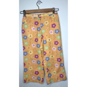 Vintage Talbots Pants Kids 7 Orange Flowers Wide Leg 90s Y2k Colorful Groovy VTG